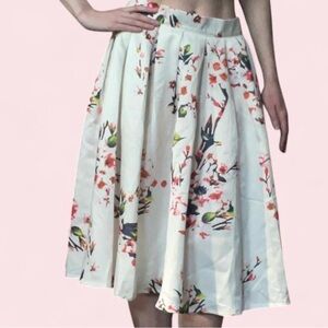 Floral White Midi Skirt